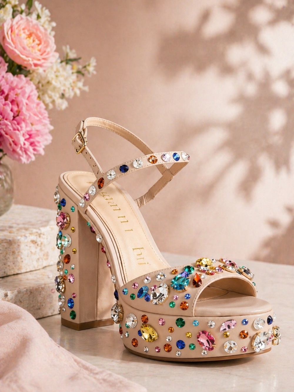 NWT Gianni Bini Calvan Jewel Ornamented Platform Dress Sandals Sz 9,5